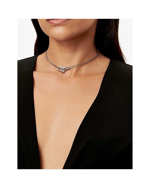 Tiffany & Co Metallic Tiffany Hardwear Double Link 18Ct- And 0.74 Pavé-Diamond Necklace