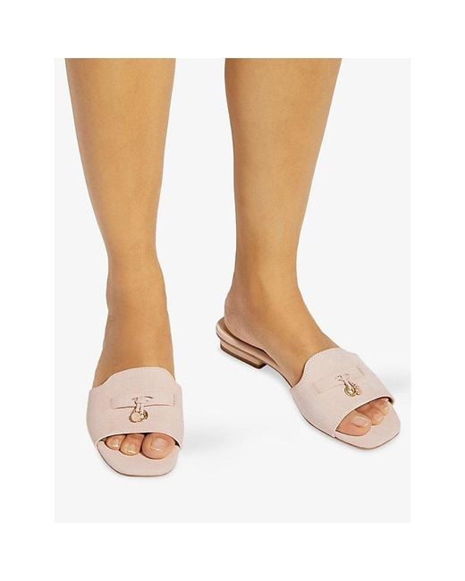 Dune Natural Lindo Leather Slides