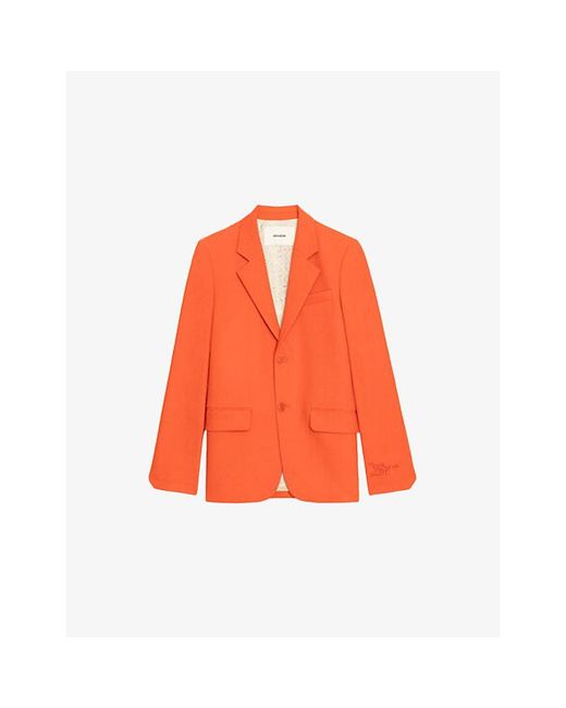 Zadig & Voltaire Orange Vanille Single-Breasted Woven Blazer