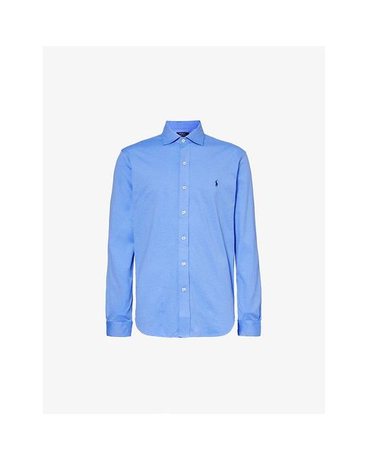 Polo Ralph Lauren Blue Pleated Regular-fit Cotton-jersey Shirt Xx for men