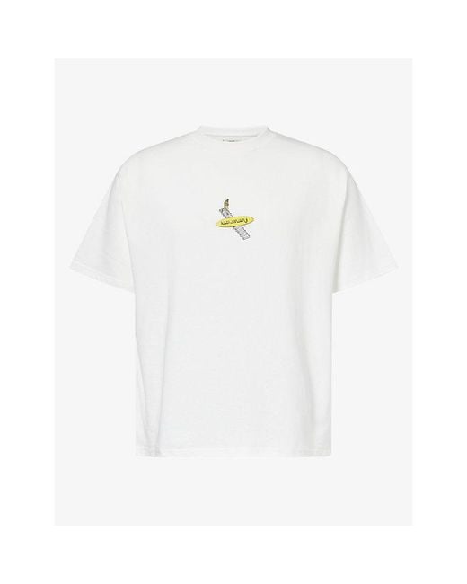 Not Boring White Boredome Evac Graphic-Print Cotton T-Shirt for men
