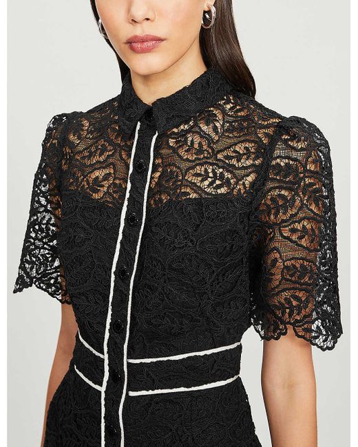 Sandro Livy Embroidered-floral Lace Mini Dress in Black | Lyst Canada