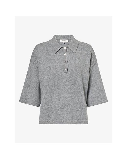 FRAME Gray The Academy Relaxed-Fit Cashmere Polo Shirt