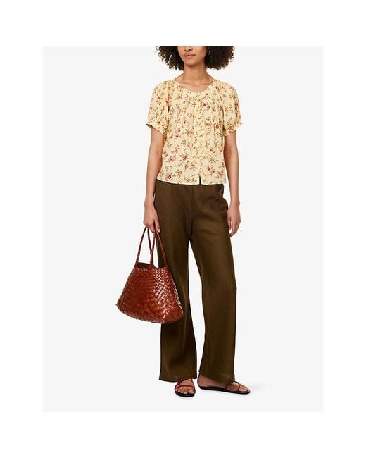 Reformation Brown Gale Mid-Rise Linen Trousers