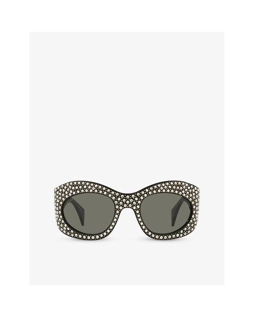 Gucci Gray Gc002155 gg1463s Rectangle-frame Acetate Sunglasses