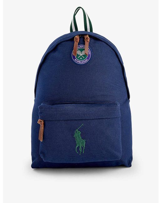 Polo Ralph Lauren Blue X Wimbledon Logo-embroidered Cotton-canvas Backpack for men