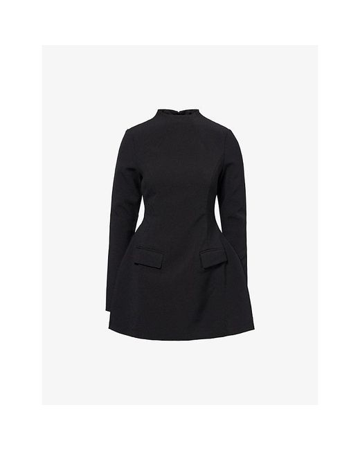 Odd Muse Black Split-Sleeve Long-Sleeve Woven Mini Dress