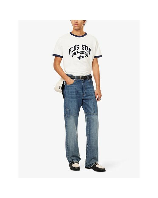 Duke & Dexter White Vintage Embossed-Logo Cotton T-Shirt for men