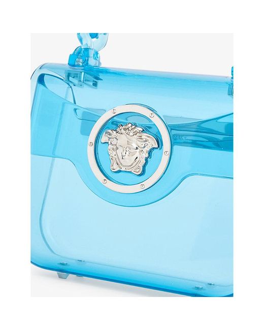 Versace Blue Medusa-plaque Acrylic Top-handle Bag