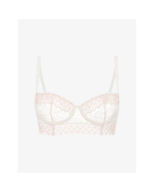 Simone Perele White Radieuse Half-Cup Underwired Lace Bra