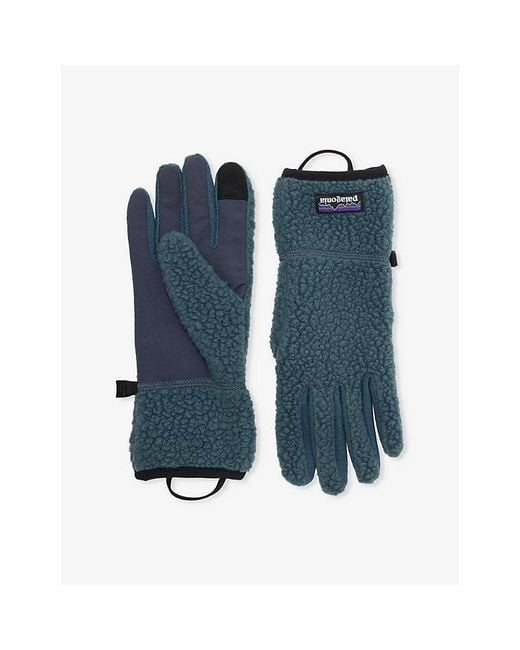 Patagonia Blue Retro Pile Fleece Gloves for men
