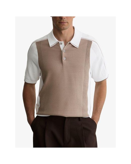 Reiss Multicolor Claremont Colour-Block Knitted Polo Shirt for men