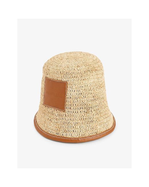 Jacquemus Natural Le Bob Soli Brand-patch Raffia Bucket Hat