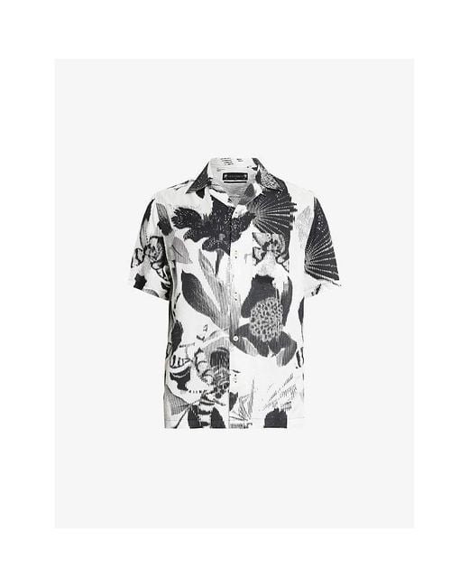 AllSaints White Frequency Floral-print Eco Viscose-blend Shirt X for men