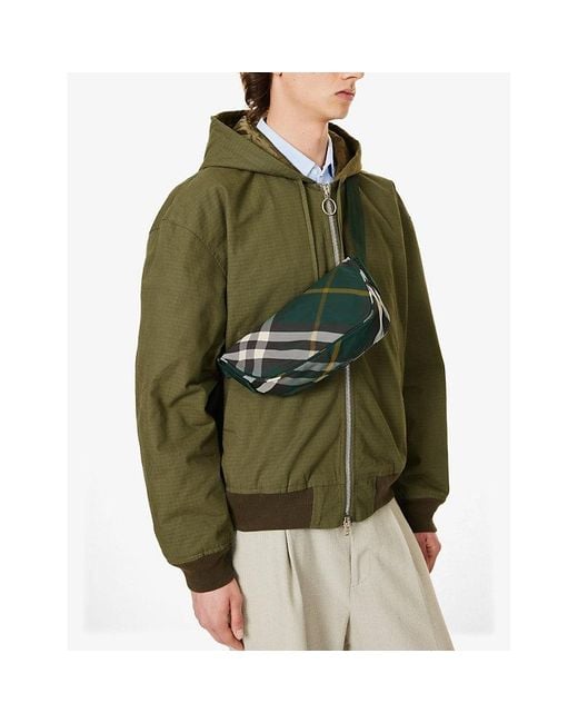Burberry Green Shield Woven Cross-body Bag for men