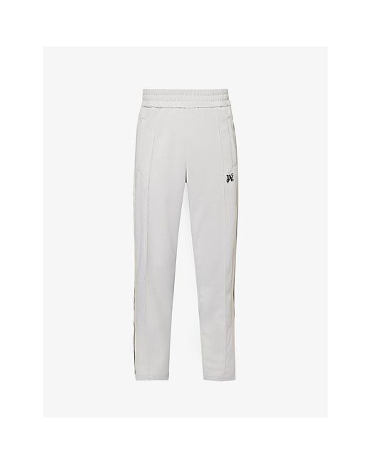 Palm Angels White Monogram Brand-patch Straight-leg Woven Trousers for men