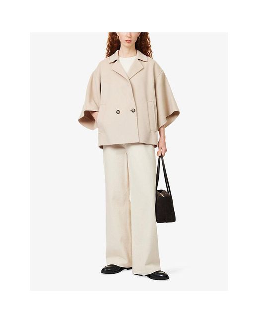 Weekend by Maxmara Natural Short-Sleeve Double-Breasted Wool Coat