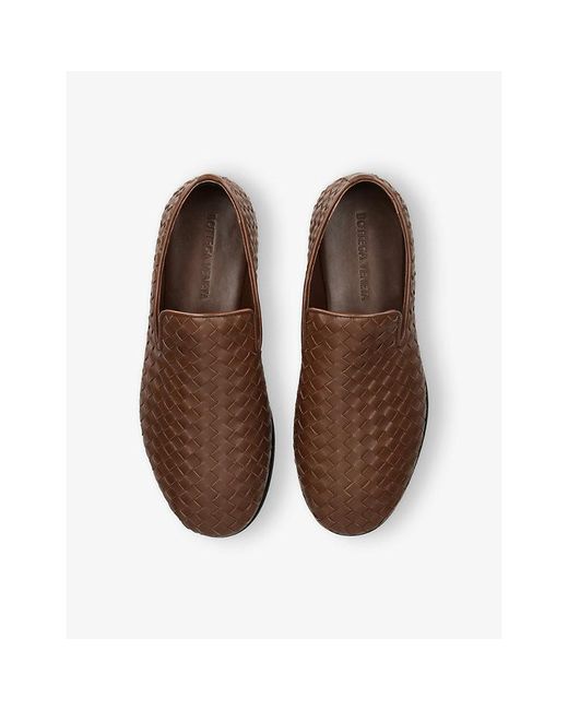 Bottega Veneta Brown Sunday Intrecciato Leather Slippers for men