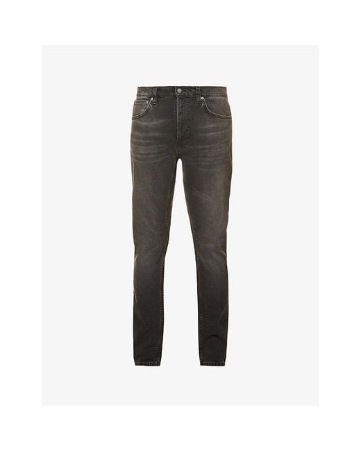 Nudie Jeans Gray Lean Dean Slim-Fit Mid-Rise Stretch-Denim Tapered Jeans for men