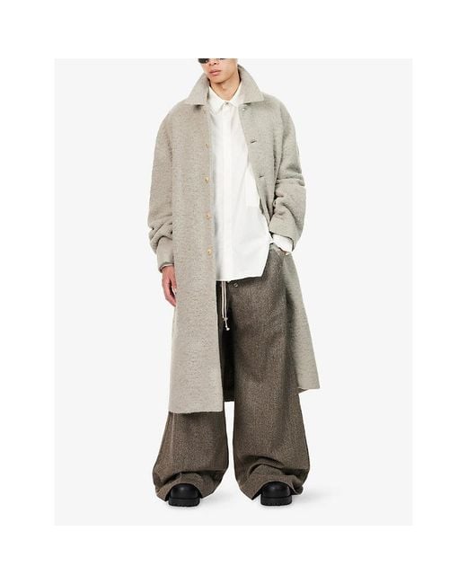 Rick Owens Gray Longline Pocket-Sleeve Wool-Blend Coat for men
