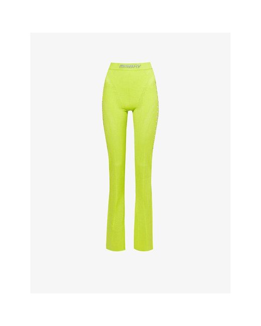 M I S B H V Yellow Bianca Cut-out Recycled Viscose-blend Trousers