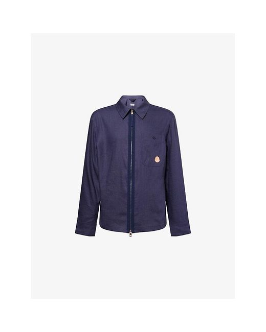 Moncler Genius Blue Moncler X Gilga Farm By Donald Glover Logo-Patch Linen-Blend Shirt for men