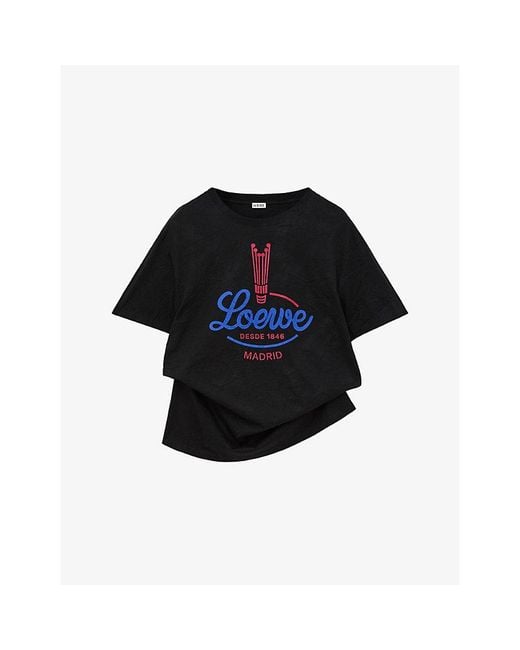 Loewe Black Brand-Print Relaxed-Fit Woven T-Shirt