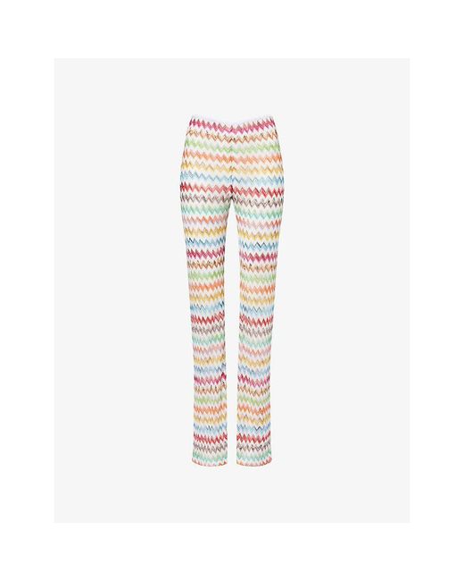 Missoni Multicolor Flared-Leg Chevron Knitted Trousers