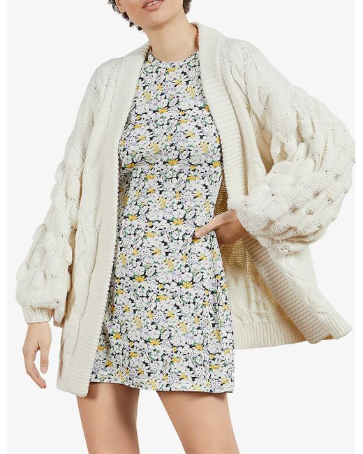Ted Baker Synthetic Lills Chunky Woven Cardigan in White - Lyst