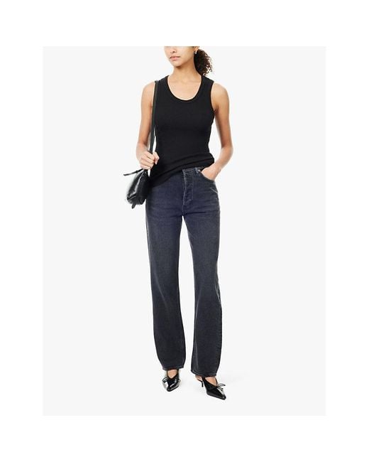 Agolde Blue 90's Pinch Waist High-Rise Straight-Leg Denim Jeans