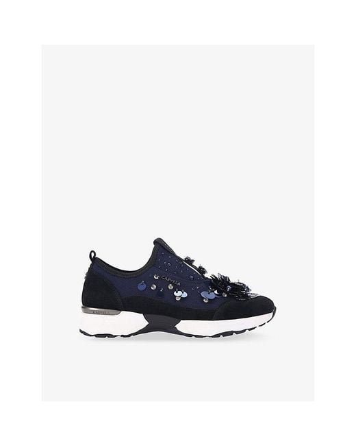 Carvela Kurt Geiger Blue Tempo Flower Mesh Trainers