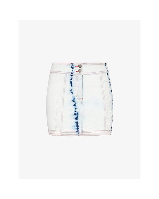 Sinead Gorey Blue Acid-wash Slim-fit Stretch-cotton Mini Skirt