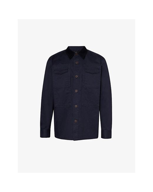 Barbour Blue Faulkner Corduroy-collar Cotton-twill Overshirt for men
