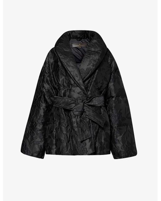 Nicole Benisti Black Priscilla Belted Woven-down Coat