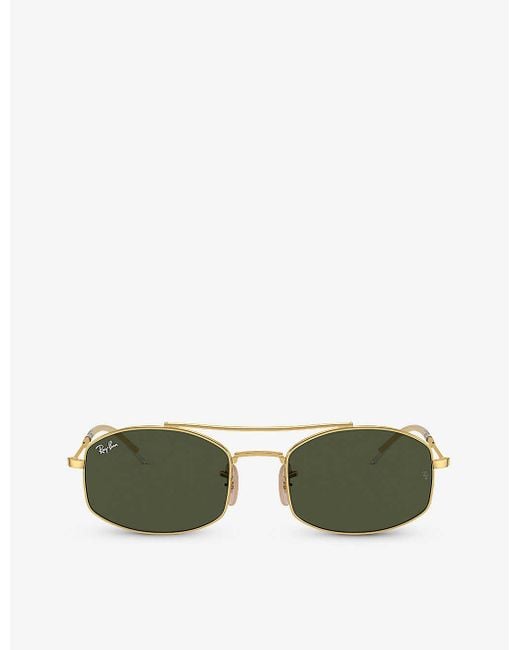 Ray-Ban Green Rb3719 Oval-frame Metal Sunglasses