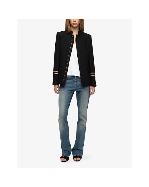 Zadig & Voltaire Black Vallo Officer-Collar Stretch-Woven Blazer