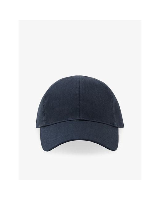 Reiss Blue Lucas Linen Baseball Cap for men