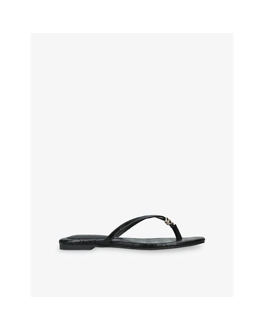 Steve Madden Black Maliyah Flat Leather Sandals
