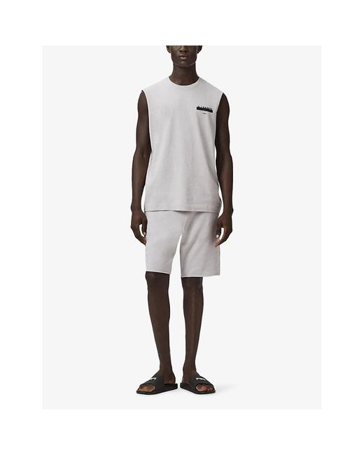 AllSaints White Redact Logo-Print Cotton Vest for men