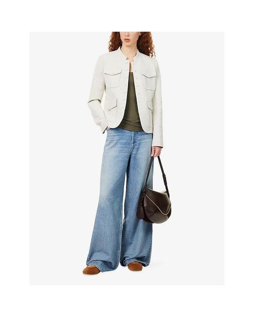 Rag & Bone White Mercer Stand-Collar Stretch-Cotton Jacket