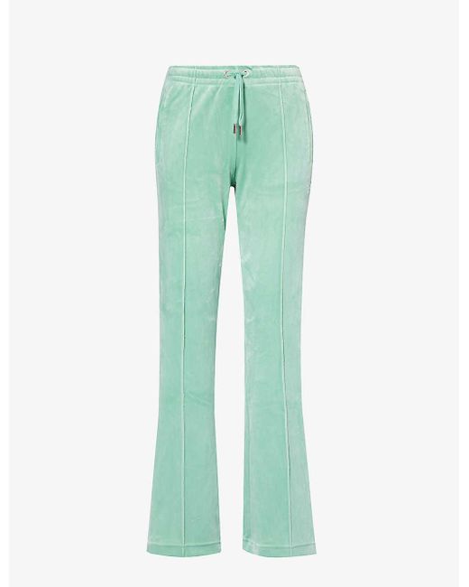 Juicy Couture Green Tina Rhinestone-embellished Velour jogging Bottom