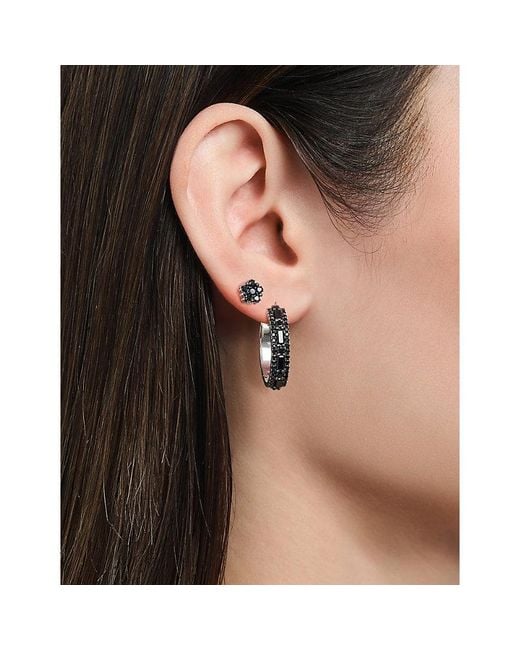 Thomas Sabo Black Flower-Shape 925 Sterling And Cubic Zirconia Stud Earrings