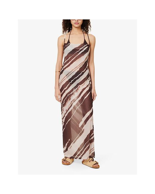 4th & Reckless Multicolor Ocean Diagonal-stripe Woven Maxi Dress