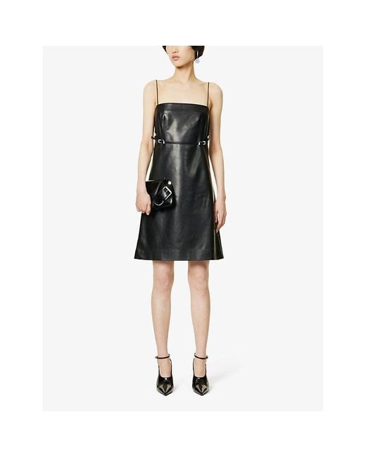 Givenchy Black Sweetheart-neckline Slim-fit Leather Mini Dress
