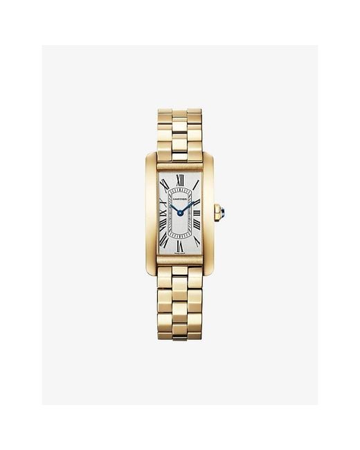 Cartier Metallic Tank Américaine Small 18Ct- Quartz Watch 34.5Mm