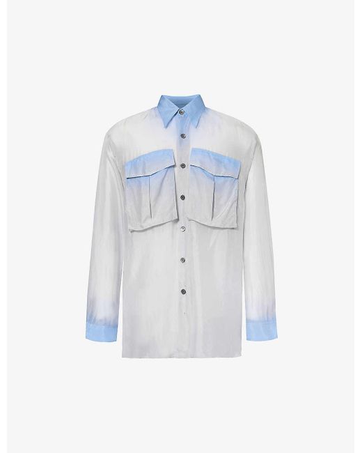 Dries Van Noten Blue Gradient-pattern Relaxed-fit Silk Shirt X for men