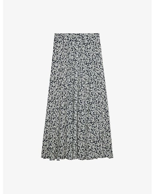 Zadig & Voltaire Gray Joyo Floral-print Woven Maxi Skirt