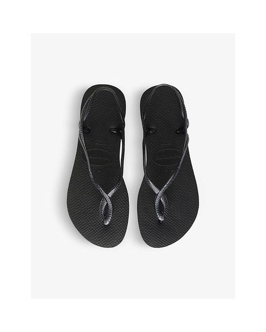 Havaianas Black Luna Cross-Straps Rubber Sandals