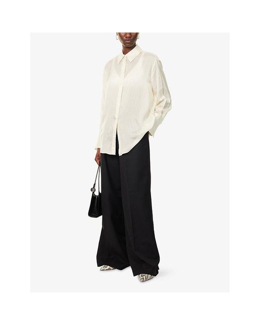 Anine Bing Black Lou Wide-Leg Woven Trousers