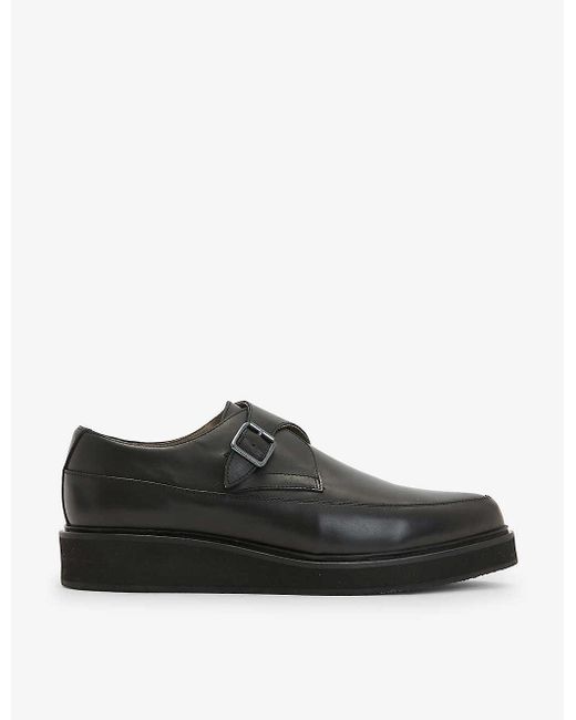 AllSaints Black Luke Creeper Leather Shoes for men
